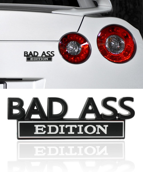 ESEWALAS Bad Ass 3D Emblems Sticker,Car Fender Bumper Hood Trunk Door 3D Badge Sticker Decal,Car Bad Ass Edition Emblem Fender Badge Decal,Car Exterior Emblems Replacement Accessories (Black&White)