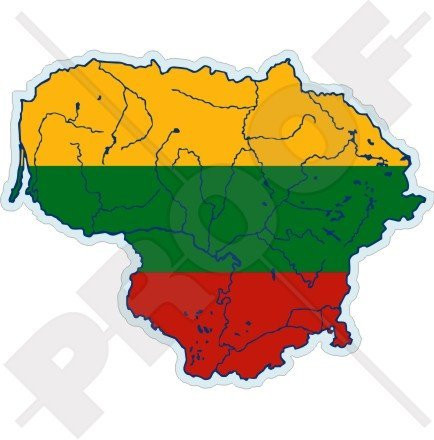 LITHUANIA Lithuanian Map-Flag LIETUVA 4.3" (110mm) Vinyl Bumper Sticker, Decal