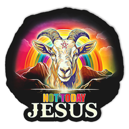 Today Not Jesus Satan Goat Satanic Rainbow Satanism Sticker, Funny Vinyl Decal, Stickers for Laptop, Guitar, Motorcycle, Bike, Skateboard, Luggage, Phone, Hydro Flask