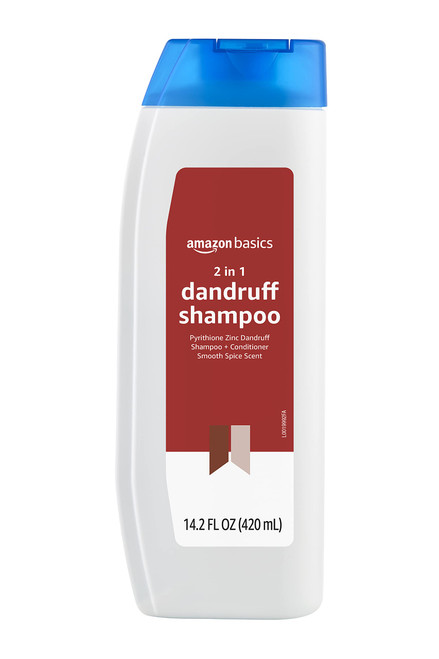 Amazon Basics 2-in-1 Dandruff Shampoo and Conditioner for Men, Smooth Spice Scent, 14.2 Fluid Ounces, 1-Pack (Previously Solimo)