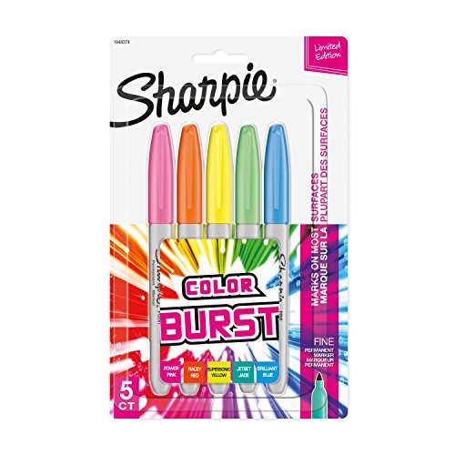Sharpie Color Burst Permanent Markers, Fine Point, Assorted, 5/Pack (1948352)