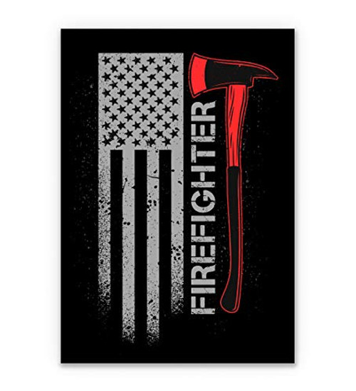 Firefighter American Flag - 3" Vinyl Sticker - for Car Laptop Water Bottle Phone - Waterproof Decal Firefighter American Flag - 3" Vinyl Sticker - for Car Laptop Water Bottle Phone - Waterproof Decal