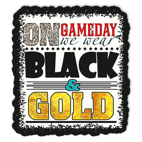 On Gameday Football We Wear Gold and Black Leopard Funny Sports Saying AF15915 Decal Sticker for Tumbler Cup, Laptop, Phones, Helmets, Boats, Hardhats and Vehicles