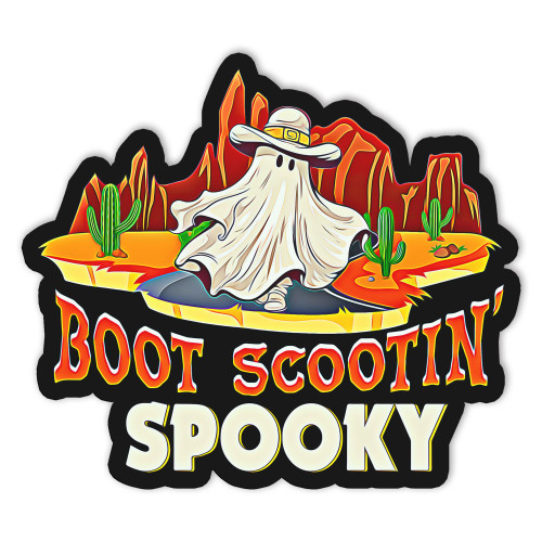 Funny Boot Ghost Scootin Trending Western Halloween Spooky Season Decal Sticker for Tumbler Cup, Laptop, Phones, Helmets, Boats, Hardhats and Vehicles