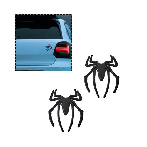 2Pcs 3D Spider Emblem for Car, Metal Chrome Auto Badges, Cool Spider Logo Car Body Sticker, Automotive Decals for Scratch Cover, Universal Decorations for All Vehicles, SUVs, Trucks (Black)