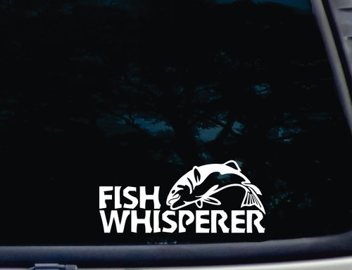 Fish Whisperer - 8" x 3 1/2" die cut vinyl decal for windows, cars, trucks, tool boxes, virtually any hard, smooth surface