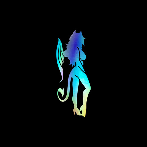 Sexy Devil Girl Silhouette Vinyl Decal Notebook Car Laptop 2" x 5.5" (Holographic)
