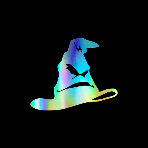 Sort Hat Silhouette Vinyl Decal Notebook Car Laptop 5.5" x 4.5" (Holographic)