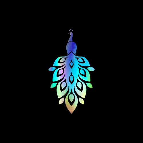 Peacock Silhouette Vinyl Decal Notebook Car Laptop 3" x 5.5" (Holographic)