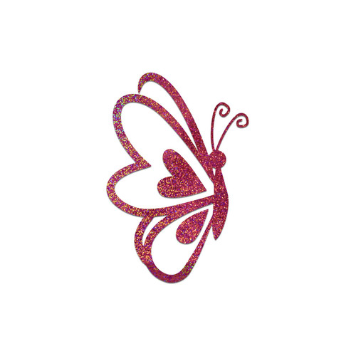 Butterfly Wings Silhouette Vinyl Decal Notebook Car Laptop 3.75" x 5.5" (Pink Holographic Glitter)