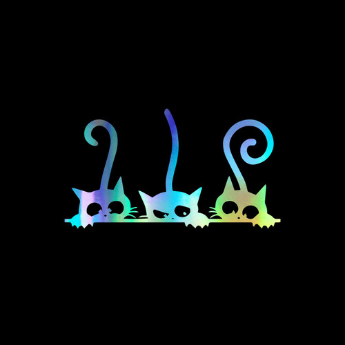 Naughty Cats Silhouette Vinyl Decal Notebook Car Laptop 5.5" x 3" (Holographic)