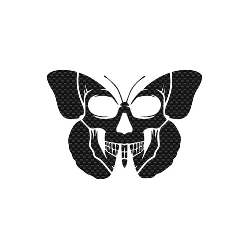Butterfly Skull Vinyl Decal Notebook Car Laptop 5.5" x 4" (Carbon Fiber)