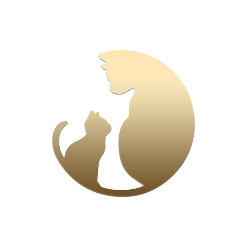 Kitties Cat Family Silhouette Vinyl Decal Notebook Car Laptop 4" x 5.5" (Gold)