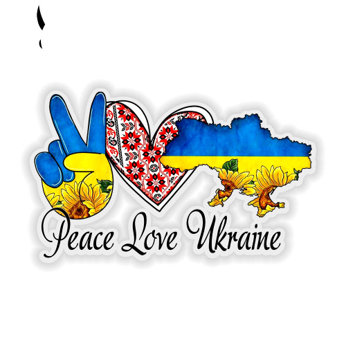 Peace Love Ukraine Flag Sticker, Decal Vinyl Sticker Graphics for Car Truck SUV Van Wall Window Laptop, Support Ukraine Window Decal 8''x12''