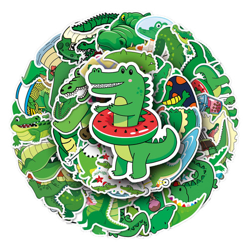50pcs Crocodile Stickers,Cartoon Alligator Stickers for Laptop,Lovely Boy and Girl Stickers Water Bottle Phone Luggage Bicycle Cup Bike Skateboard Decal for Kids Teens Waterproof Stickers