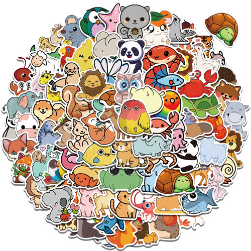 100Pcs Cute Animal Stickers for Kids, Water Bottle Stickers, Vinyl Laptop Aesthetic Waterproof Scrapbook Animal Crossing Kawaii Teacher Computer Stickers for Teens Girls