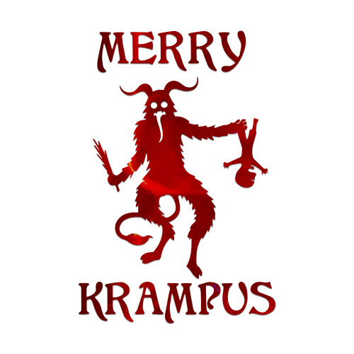 Merry Krampus Sticker Vinyl Decal Notebook Car Laptop 4" x 5.5" (Red Holographic)