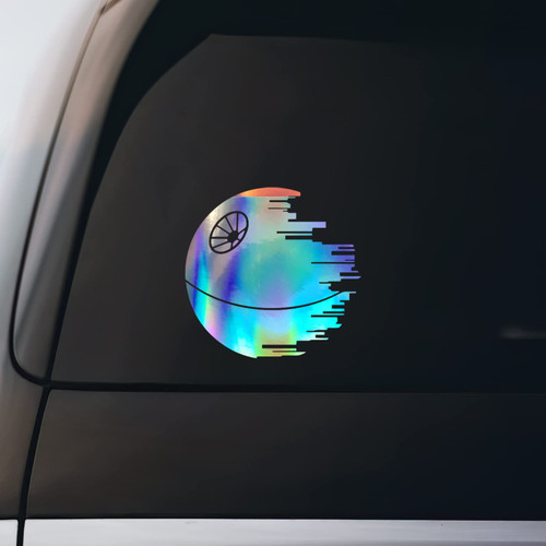 Death Star Silhouette Sticker Vinyl Decal Notebook Car Window Laptop 5.5" x 5.5" | Holographic |