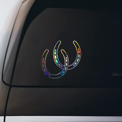 Horseshoes Sticker Vinyl Decal Notebook Car Window Laptop 5.5" x 5.5" | Holographic |
