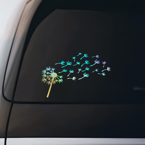 Dandelion Flying Sticker Vinyl Decal Notebook Car Window Laptop 8" x 5.5" | Holographic |
