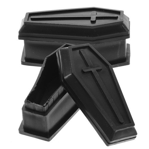 DECHOUS 2pcs Halloween Coffin Small Coffin Gift Box Haunted House Props Gothic Decor Halloween Coffin Candy Case Prank Props