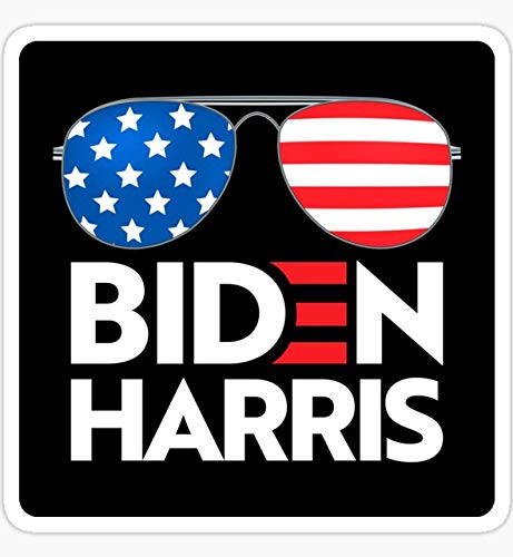 Biden Harris 2020 President - USA Elections 2020 - Sunglasses Black Background - Sticker Graphic - Auto, Wall, Laptop, Cell, Truck Sticker for Windows, Cars, Trucks
