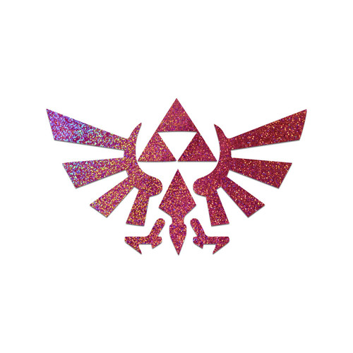 Zelda Inspired Wings Silhouette Sticker Vinyl Decal Notebook Car Window Laptop 5" x 3" (Pink Holographic)