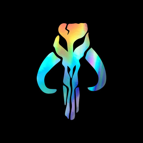 Mandalorian Skull Sticker Vinyl Decal Notebook Car Window Laptop 4" x 5.5" (Holographic)