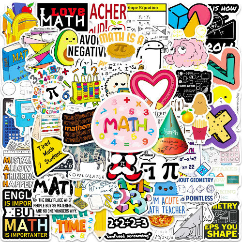 Math Stickers for Kids Teens | 50 PCS | Aesthetic Vinyl Waterproof Studying Mathematics Sticker for Laptop,Guitar,Motorcycle,Bike,Skateboard,Luggage,Phone,Hydro Flask, Gift for Kids Teen Birthday Party (MATH Number)