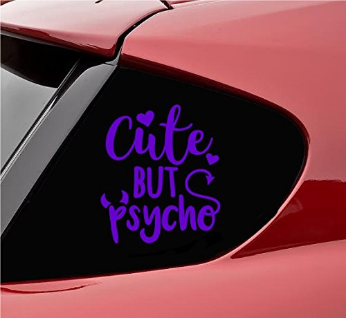 Slap-Art Cute but Psycho Vinyl Decal Sticker (Purple)