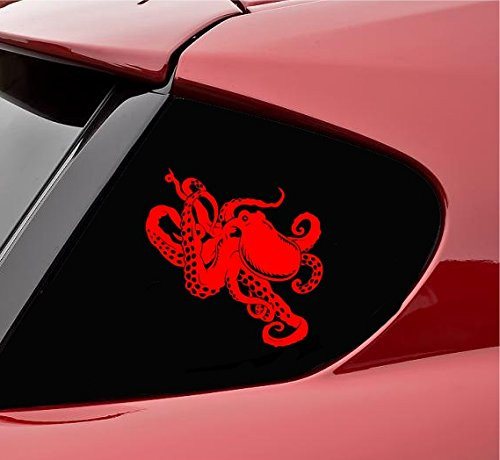Slap-Art Cute Kraken Vinyl Decal Sticker (Red)