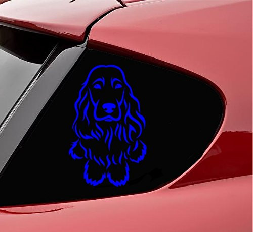 Slap-Art English Cocker Spaniel Dog Sitting Vinyl Decal Sticker (Blue)