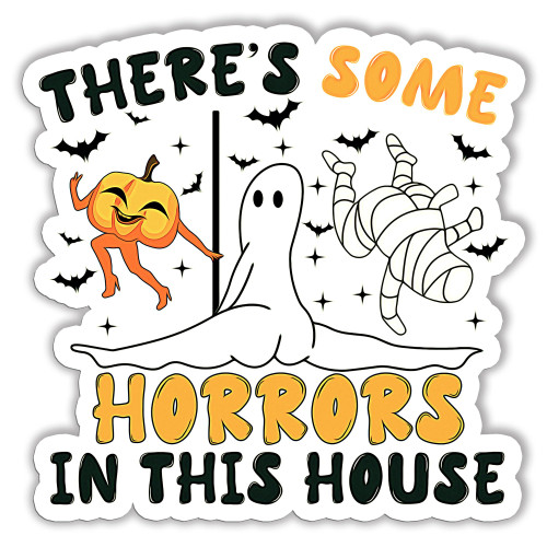 CVHoming Sticker, There is Some Horrors in This House Funny Pumpkin Ghost Mummy Sticker, Vinyl Waterproof Sticker, Sticker Decal Car Laptop Wall Window Bumper Sticker