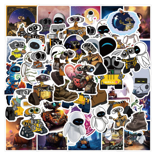 54 Pcs Walle Stickers Waterproof Vinyl Stickers for Water Bottles Laptop Skateboard Luggage Computer Stickers for Teens Girls Kids
