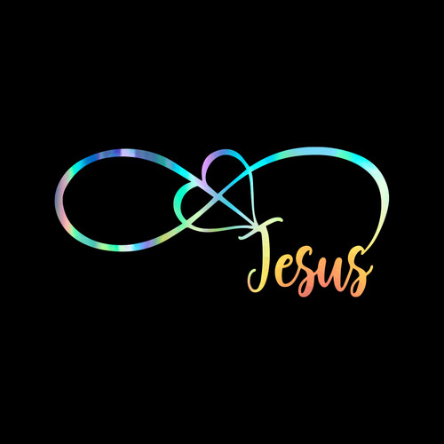 Jesus Infinity Love Decal Vinyl Sticker Auto Car Truck Wall Laptop | Holographic | 8" x 3"