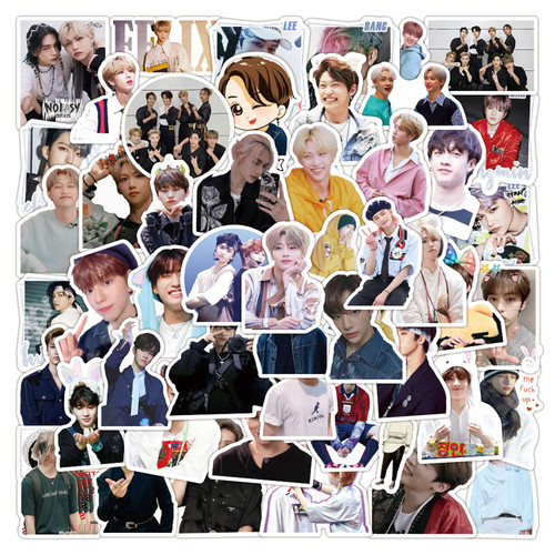 50pcs Stray Kids Stickers Cool Trendy Kpop Singers Stickers for Teens Laptop,Cute Aesthetic Vinyl Waterproof Stickers Decals for Water Bottle Notebook Skateboard Bumper Computer Phone