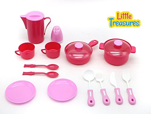 Little Treasures Kitchen Play Toy Set for Children Pretend play Cooking & Serving Kit