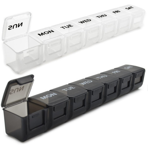 2 Pack Weekly Pill Organizer, Large 7 Day Pill Case, Daily Vitamin Case Medicine Box, AM/PM Pill Containers for Medicine Supplements Fish Oil?White & Black?