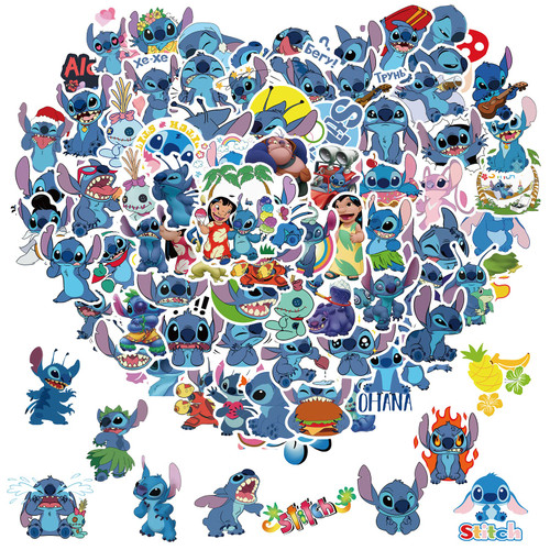 100Pcs Lilo Stitchs Stickers, Cool Cartoon Stitchs Stickers Gifts for Kids, Waterproof Vinyl Decal for Adult Teen Girl Notebook, Scrapbook, Water Bottle, Laptop, Guitar, Luggage, Skateboard, Phone, Helmet, Computer