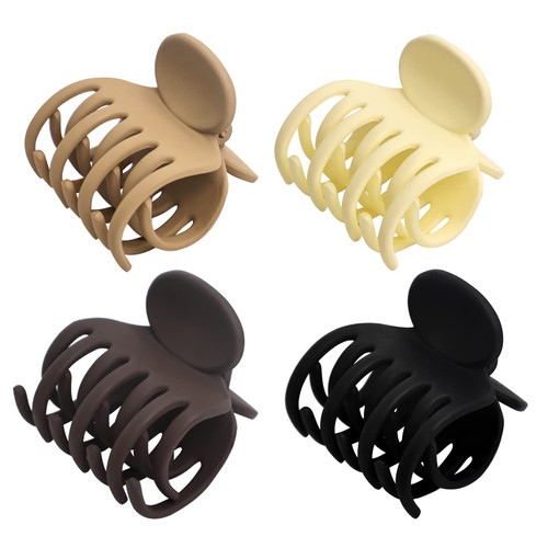 PAPARELA Hair Clips Medium Claw Clips for Women 4 Pack 1.6 Inch Matte Non-slip Claw Clips for Thin Hair Matte Double Row Jaw Clip Accessories for Women and Girls Warm Color