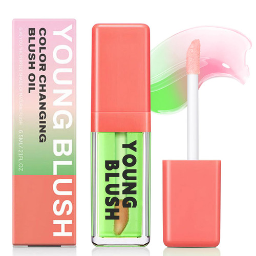 NewBang Temperature Color Changing Blush Oil Ph Magic Blusher for Cheek Tint & Lip Gloss Multi Use Clear Glassy Rouge Rubor Oil-based Moisturizing Liquid Blush Cream Balm Gel for Face Makeup #Green