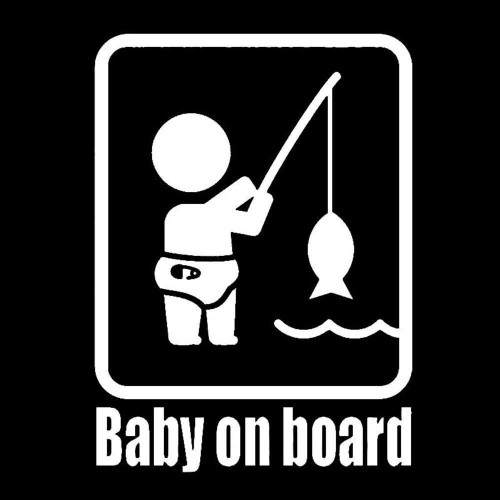 MAF - Baby ON Board Fishing Reflective Body White Vinyl Decal Sticker for Cars LAPTOPS Walls Windows Toolbox Gift