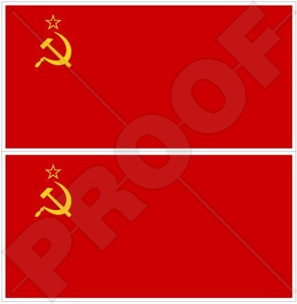 SOVIET UNION Flag USSR Communist Russia, RUSSIAN 3" (75mm) Vinyl Bumper Stickers, Decals x2