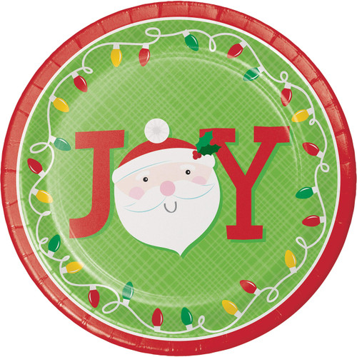 Creative Converting Santa and Friends Dinner Plates, Green