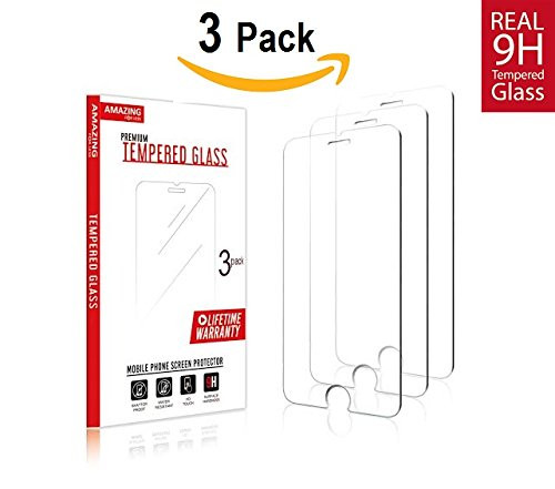 iPhone 8, 7 6S 6 Screen Protector Glass [3 Pack], Amazingforless iPhone 8, 7 Tempered Glass Screen Protector for Apple iPhone 8, 7, iPhone 6S, iPhone 6 2017 2016
