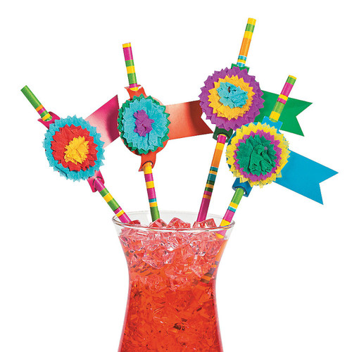 Fun Express Fiesta Party Paper Straws - 24 pieces