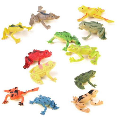 12 PCS Plastic Frog Model Set Colorful Simulation Frog Mini Educational Frog Animal Toys for Kids, Children Frog Model Toy