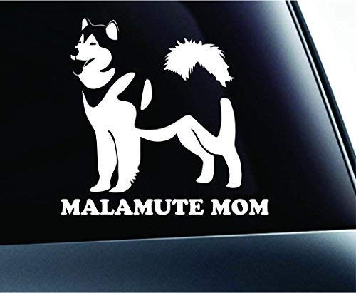 Alaskan Malamute Mom Dog Symbol Decal Funny Car Truck Sticker Window (White), Decal Sticker Vinyl Car Home Truck Window Laptop