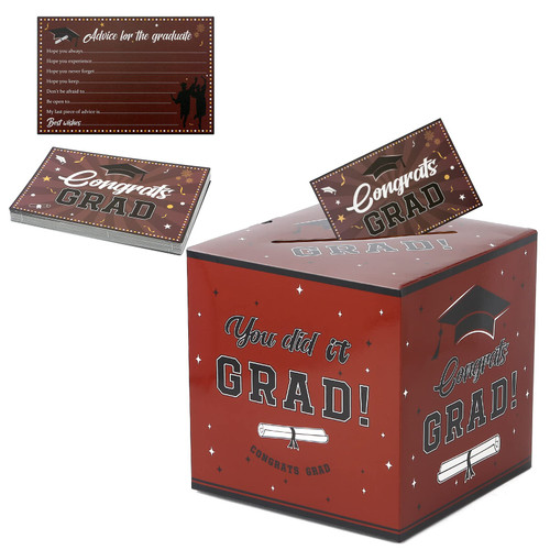 2023 Graduation Decorations Box Graduation Card Box with 30PCS Graduation Advice Wish Cards Foldable Graduation Card holder Box Congrats Grad Gift Box for School Graduation Party Supplies Favor Maroon 2023 Graduation Decorations Box Graduation Card Box with 30PCS Graduation Advice Wish Cards Foldable Graduation Card holder Box Congrats Grad Gift Box for School Graduation Party Supplies Favor Maroon