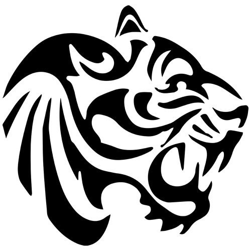 Chinese Bengal Tiger Decal Sticker (Black, Mirrored), Decal Sticker Vinyl Car Home Truck Window Laptop